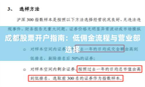 成都股票开户指南:低佣金流程与营业部选择